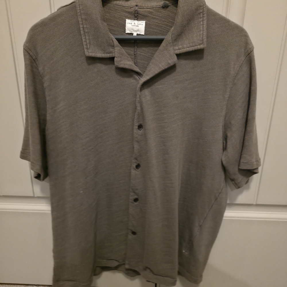 rag & bone Men's Taupe Button Down Shirt
